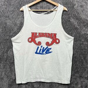 Vintage 1988 80s ALABAMA Live Tour Concert Tank Large Double Sided Distressed